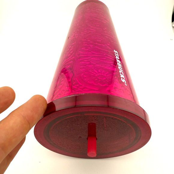 Starbucks 2017 Pink Magenta Floral Metallic Embossed Foil 24oz Tumbler #11070153 - Picture 4 of 9